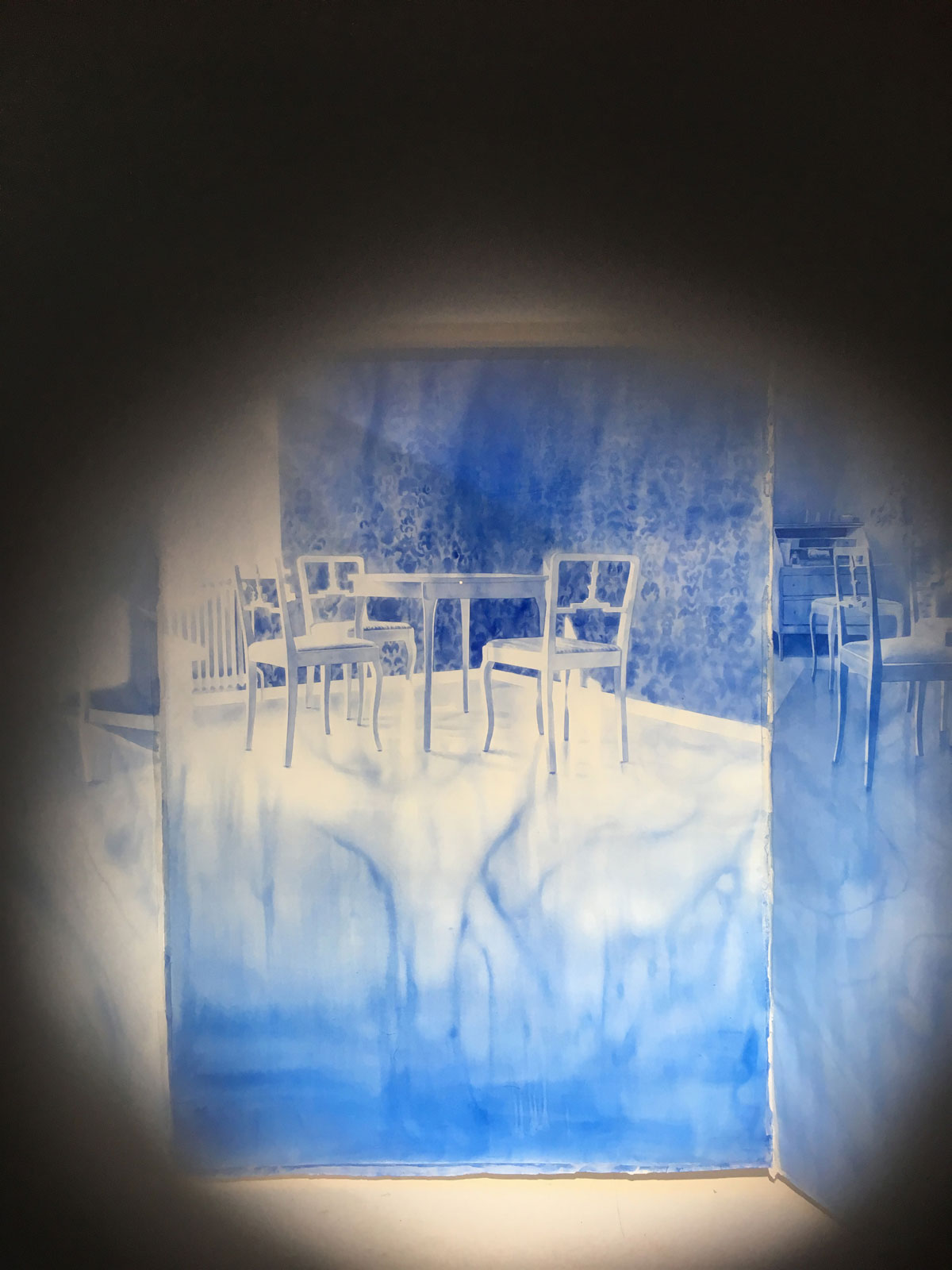 Kristina Bength, "Cobalt; Ferromagnetic, Hexagonal, Close-Packed", 2016 (detail), water color on paper, 209 x 152 cm