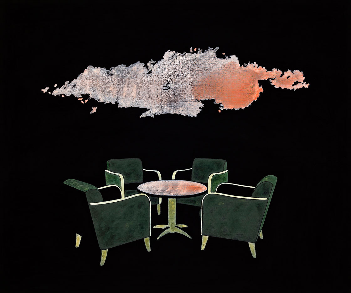 Henrik Samuelsson, "Drinking Water in the rain", 2012. Mixed media, 50 x 60 cm