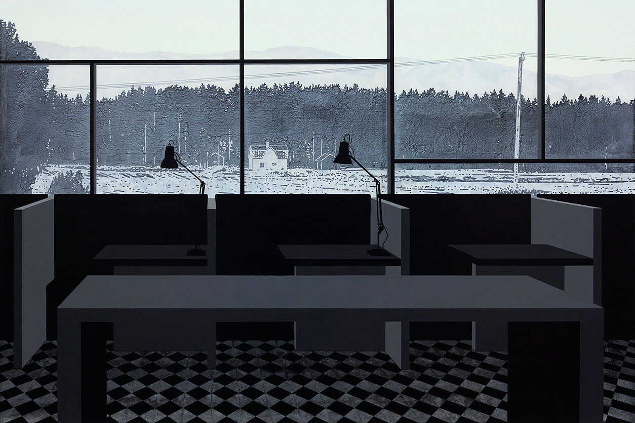 Henrik Samuelsson, "Dusk Box" 2014, mixed media on canvas, 100 x 150 cm