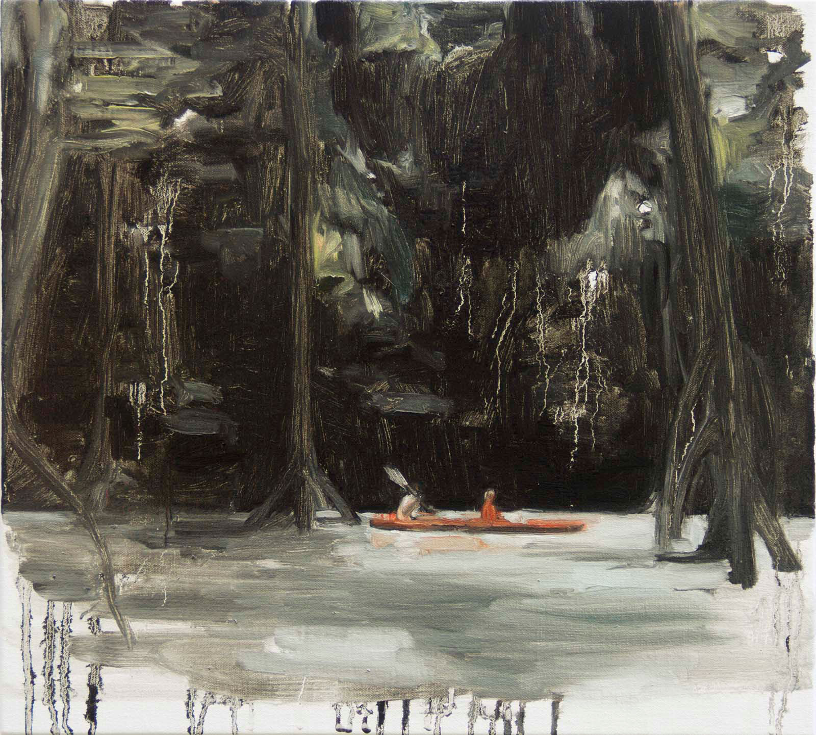 Johanna Fjaestad, "Kanoten" (The Canoe), 2016, oil on canvas, 63 x 37 cm