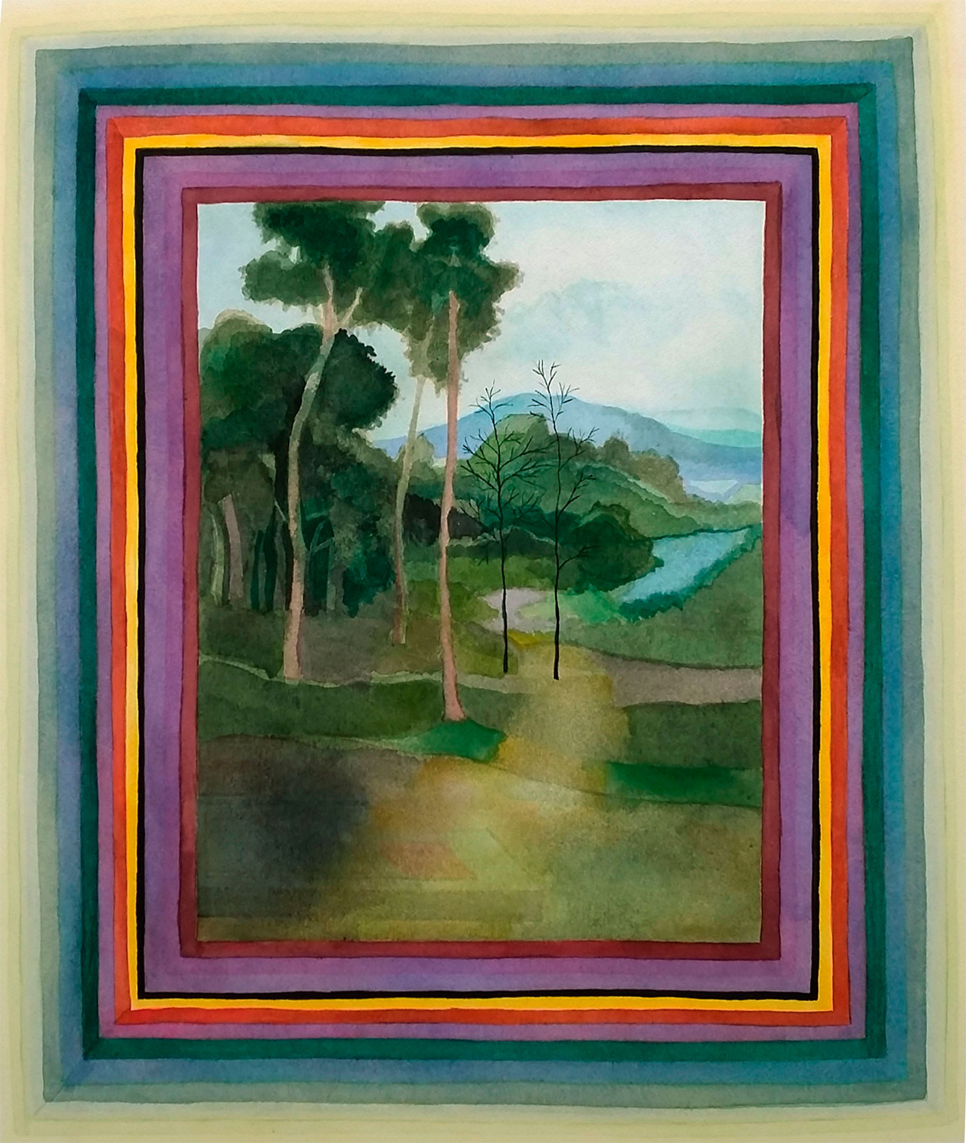 Hillevi Berglund, "Medeltiden" (The Middle Ages), 2014. Water color on paper, 67 x 55 cm