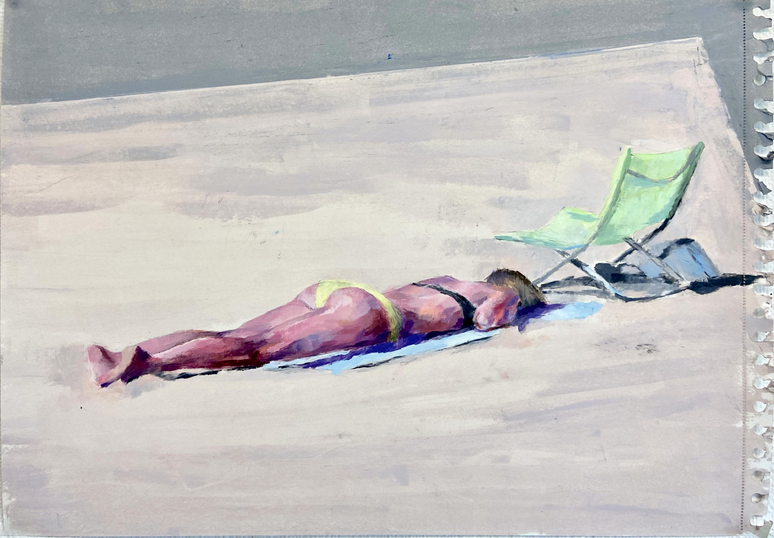 "Den inre gården", 2021. Oljepastell på papper, 30 x 40 cm
