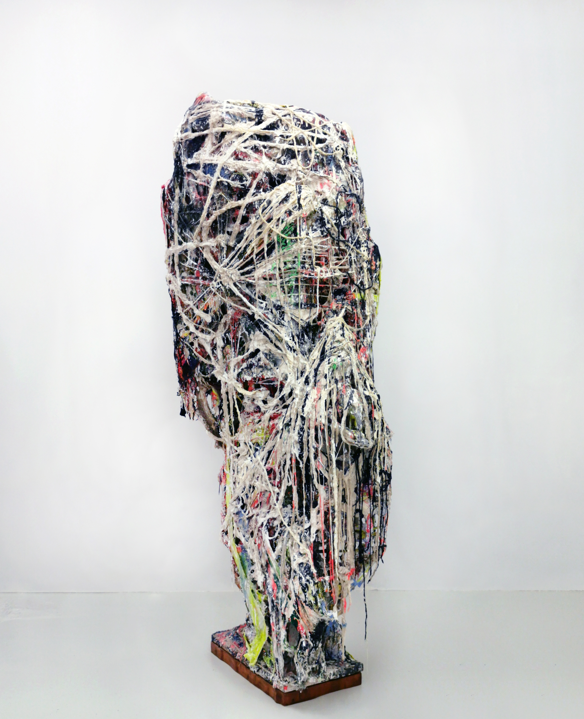 Jakob Westberg, "Dummy nr.13 (z)", 2020. Plaster, concrete, textiles, acrylics, pigments, 188 x 67 x 58 cm plaster, concrete, textiles, acrylics, pigments, glue,glitter,epoxy, jute, glassfiber