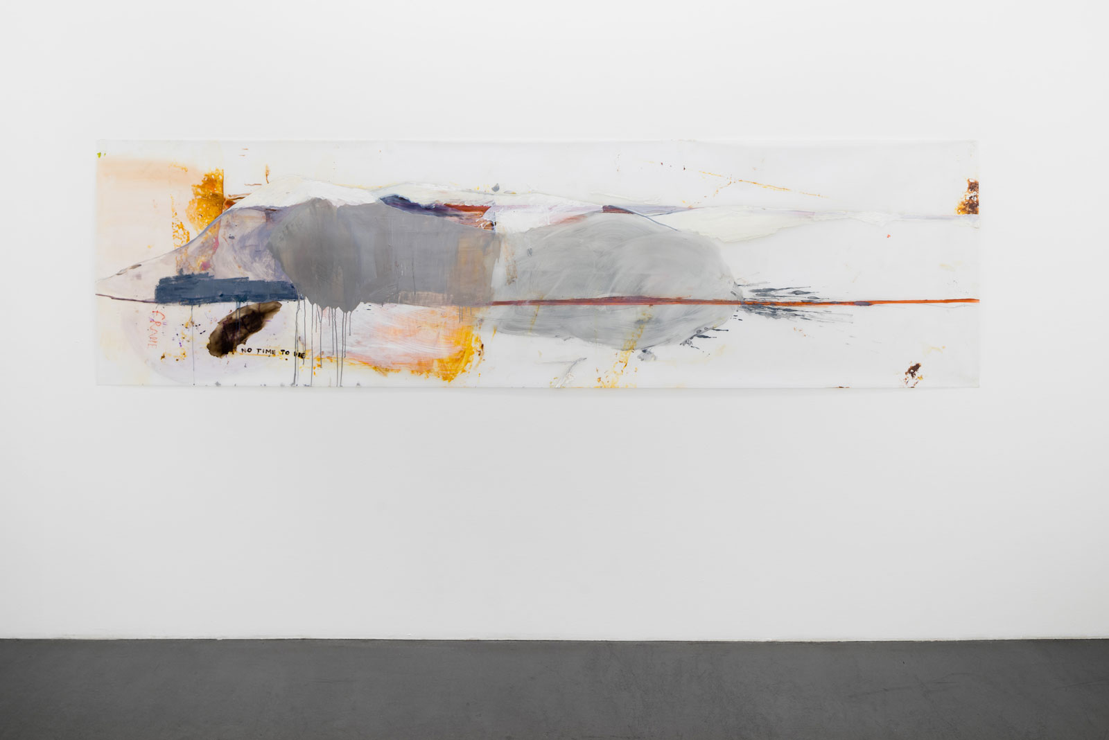 Jessica Faiss, "No Time", 2016. Mixed media on plastic film, 380 x 90 cm