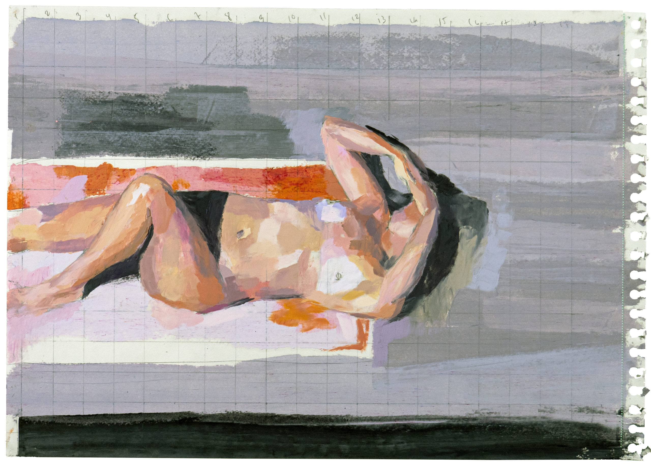 "Himlen ovanför", 2021.Oljepastell och blyerts på papper, 30 x 40 cm