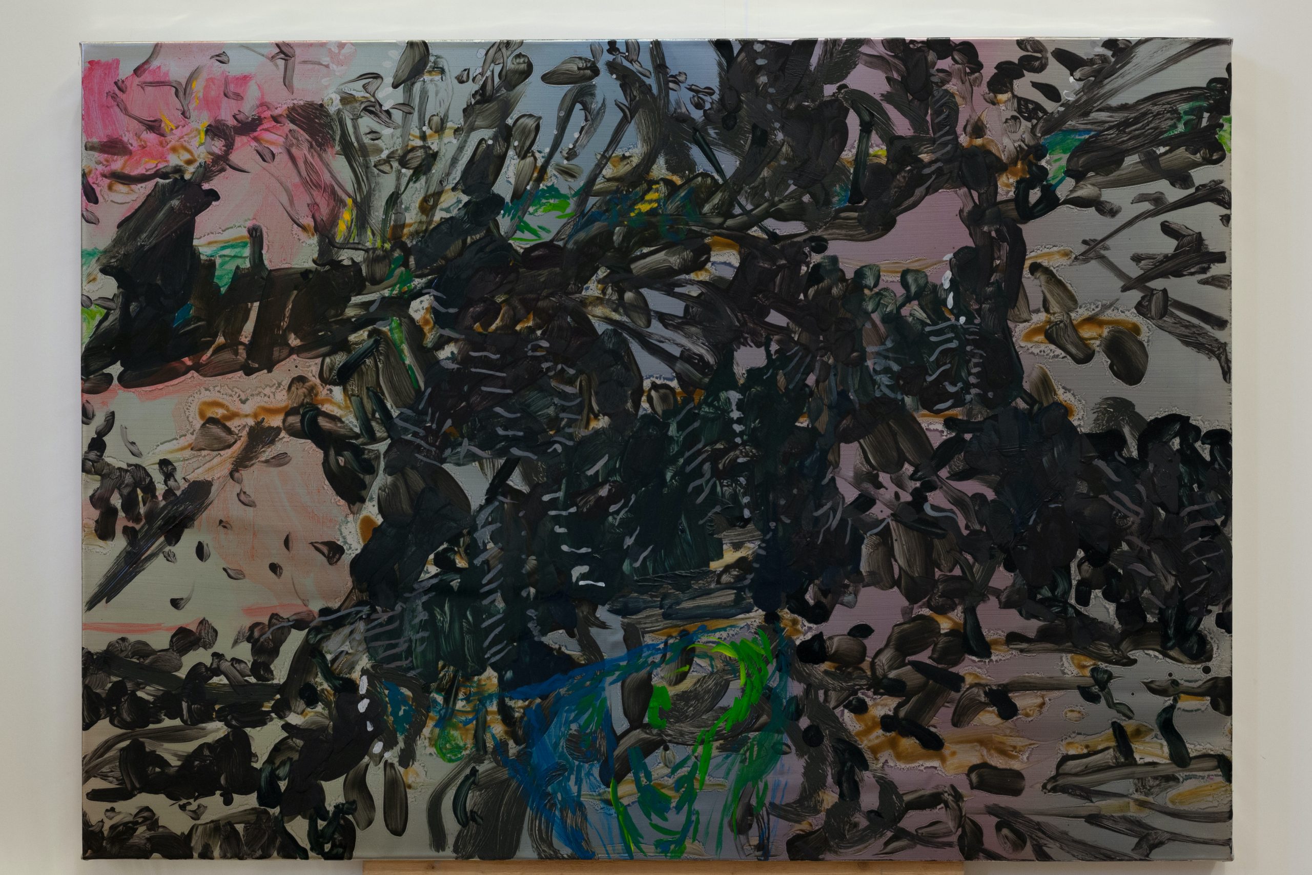 Henrik Eriksson, Utan titel, (FM8 04), 2018. Oil on aluminium, wooden frame, 85x60 cm,