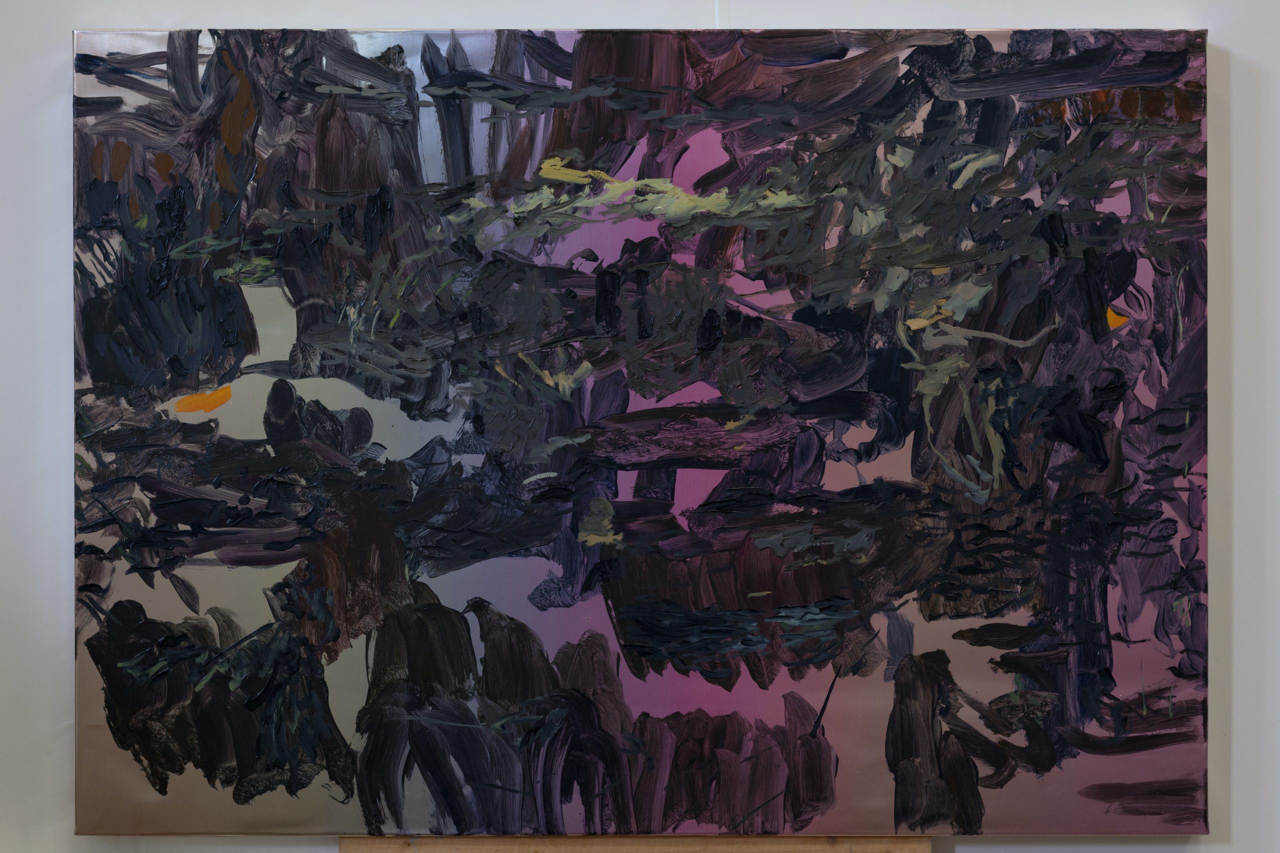 Henrik Eriksson, Utan titel (FM8 01), 2018. Oil on aluminium, wooden frame, 85x60 cm,