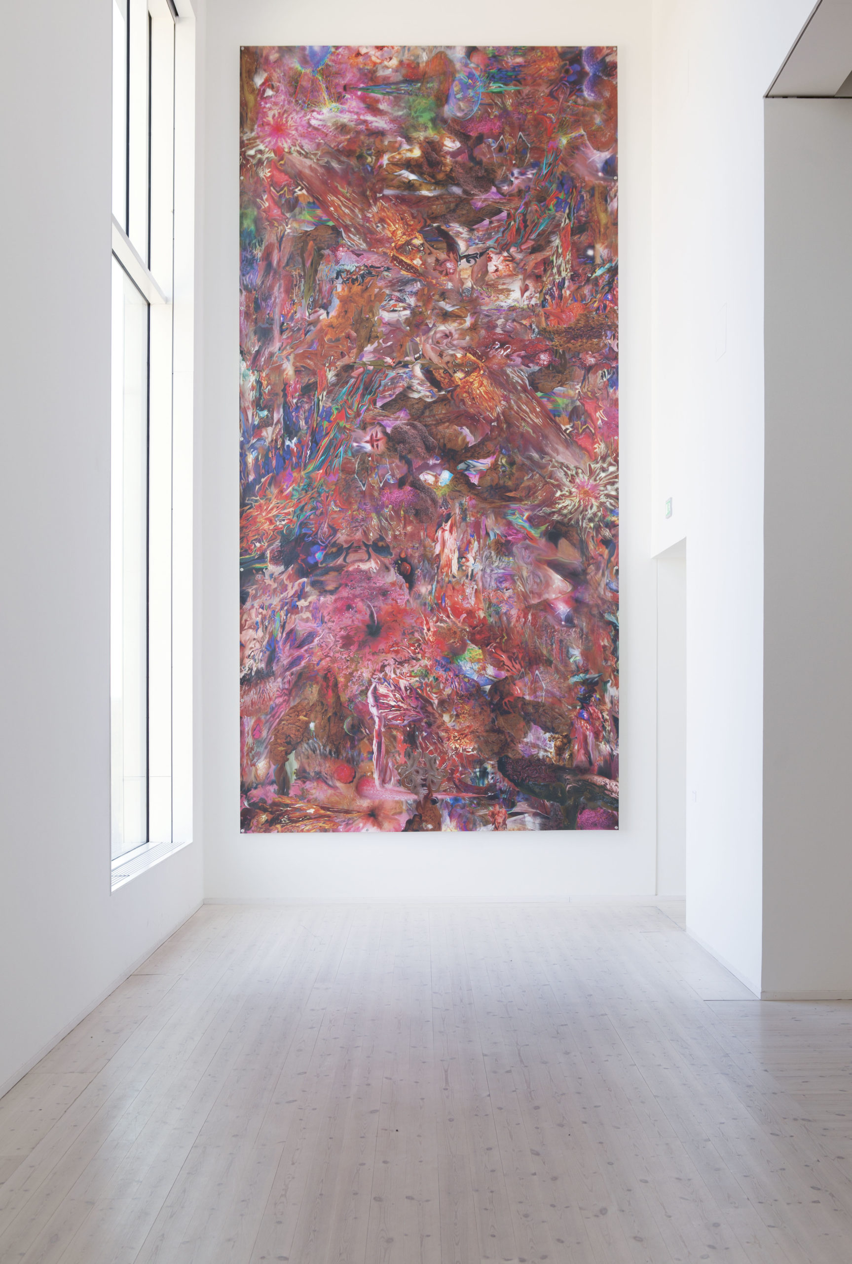 Jakob Westberg, "Slh_671px-Human_drol-a-poep_flesh12294, 2016. " Digital print on vinyl 640 x 302 cm