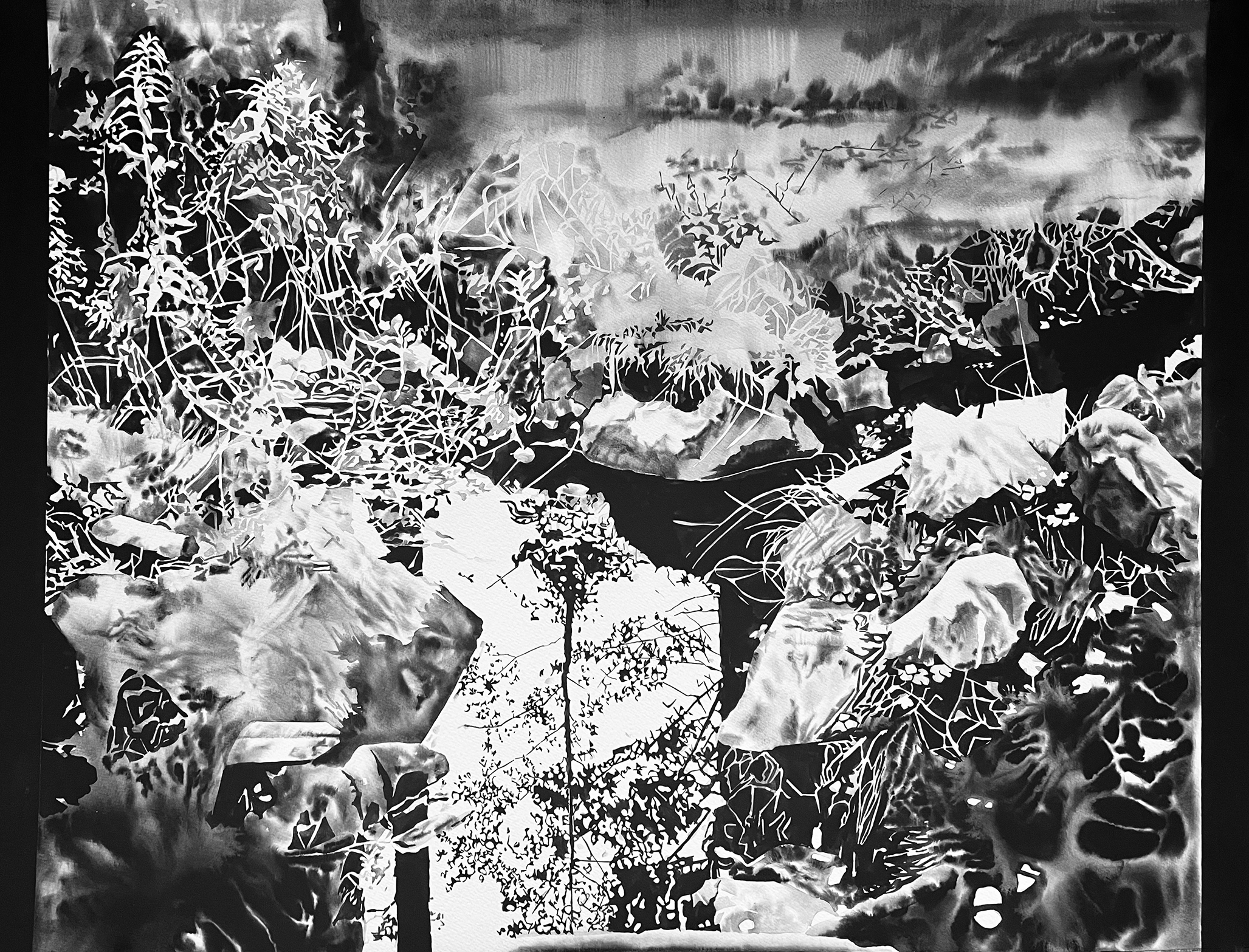 "Bakgrundsstrålning", 2025. Warercolor on paper, 55 x 74 cm