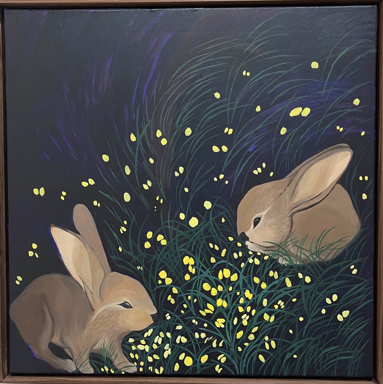 Hjördis Greta Gudmundsdottir:
TVÅ UNGAR ÄTER SMÖRBLOMMOR, 2025
Olja på duk
53 x 52 cm
